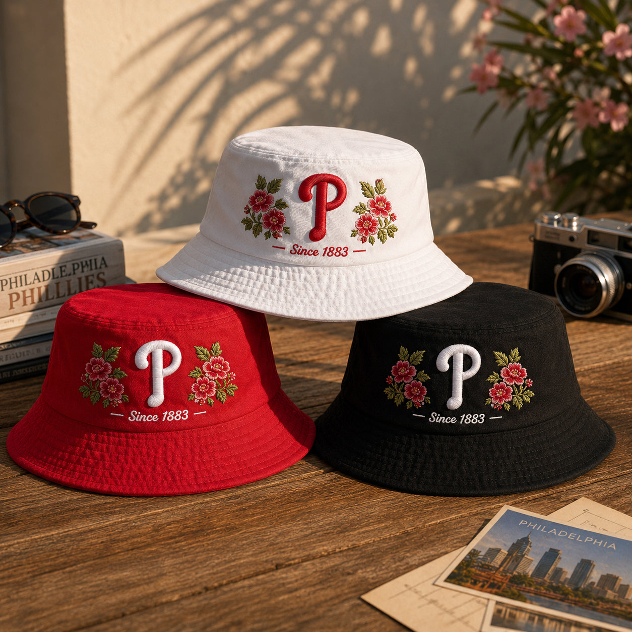 All Teams Embroidery Bucket Hat Baseball  Embroidery Bucket Hat With Logo and Flower Custom- 5to9vibe