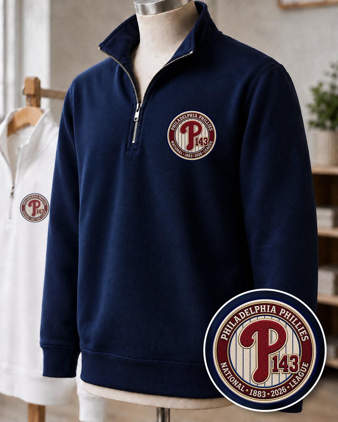 All Baseball Teams Embroidered Logo Anniversary  Premium Quarter Zip Sweatshirt, Inspired Quarter Zip Sweater, Unisex Baseball Sweatshirt