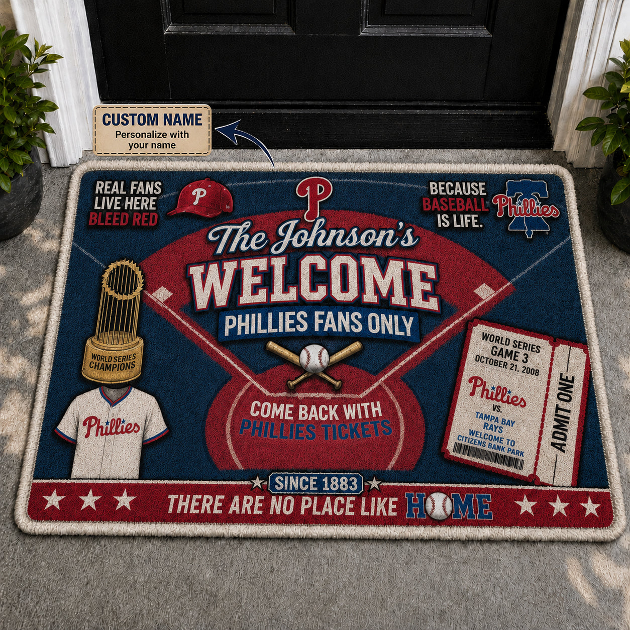 Alfombra personalizada de bienvenida premium de equipo de la MLB – Felpudo de béisbol personalizado