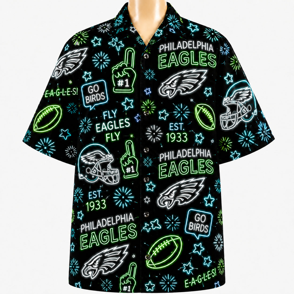 All Football Teams Neon Vibe Summer Button-Up Unisex Hawaiian Shirt For Men and Women