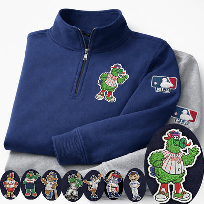 Mascots Baseball Team Embroidered Logo Premium Quarter Zip Sweatshirt, Inspired Quarter Zip Sweater, Unisex Baseball Sweatshirt