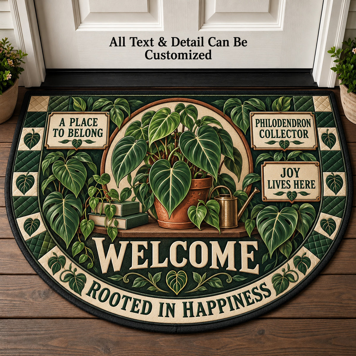 Philodendron Collector Personalized Half Round Mat | 5To9Vibe