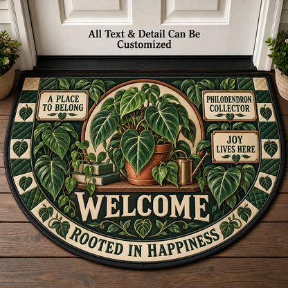 Philodendron Collector Personalized Half Round Mat | 5To9Vibe
