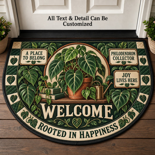 Philodendron Collector Personalized Half Round Mat | 5To9Vibe
