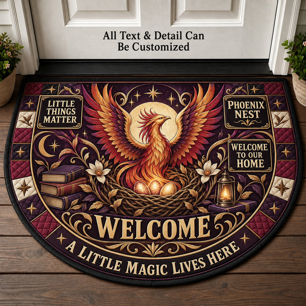 Phoenix Nest Personalized Half Round Mat | 5To9Vibe