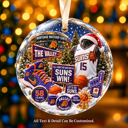 Phoenix Suns Jersey Snow Globe Glass Ornament