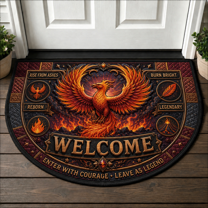 Rise From Ashes Phoenix Welcome Mat - Legendary Fire Bird Mythical Doormat - 5to9vibe