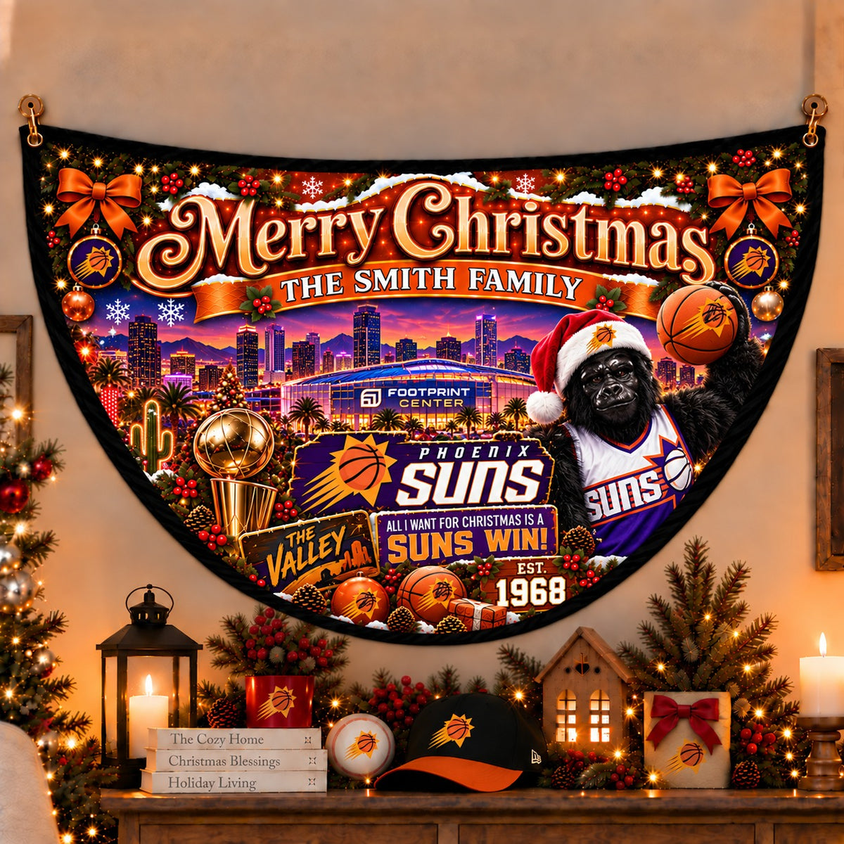 All Basketball Teams Personalized Christmas Night Bunting Flag - 5to9vibe