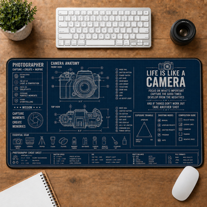 Architect Blueprint Large Desk Mat - House Floor Plan & Drafting Tools Plus Size Mouse Pad - 5to9vibe