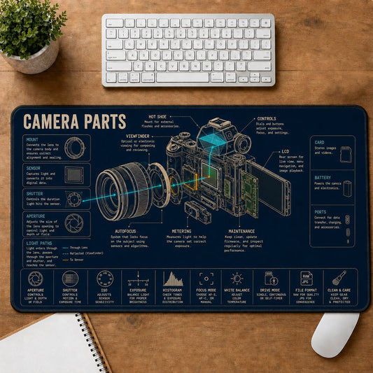 Photography Camera Parts Desk Mat | 5To9Vibe