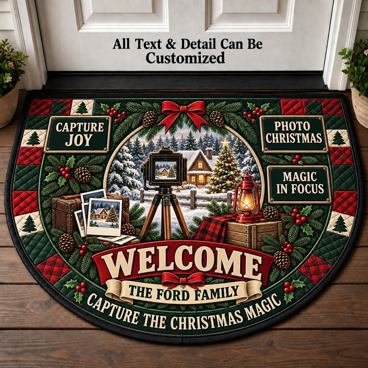 Photography Christmas Personalized Half Round Mat | 5To9Vibe