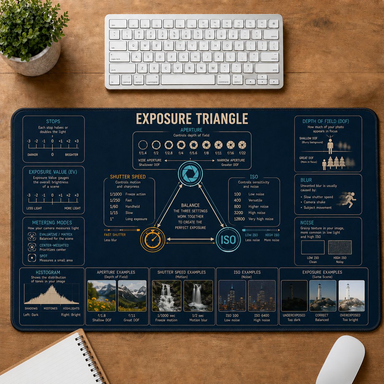 Photography Exposure Triangle Desk Mat | 5To9Vibe