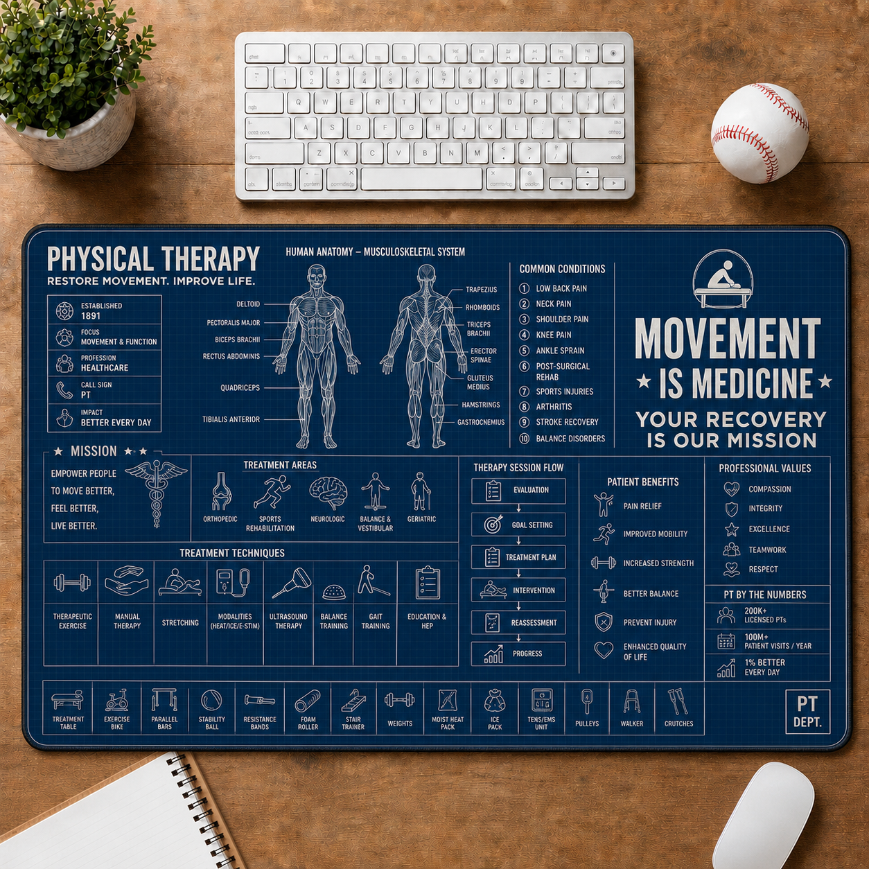 Pharmacist Workflow Blueprint Large Desk Mat - Pharmacy Essentials & Medication Plus Size Mouse Pad - 5to9vibe