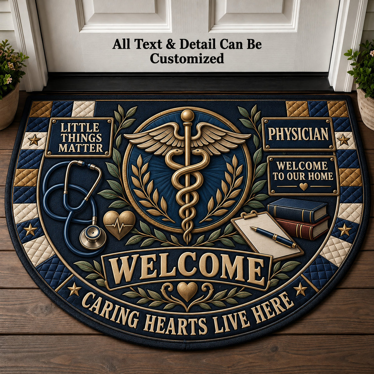 Physician Personalized Half Round Mat | 5To9Vibe