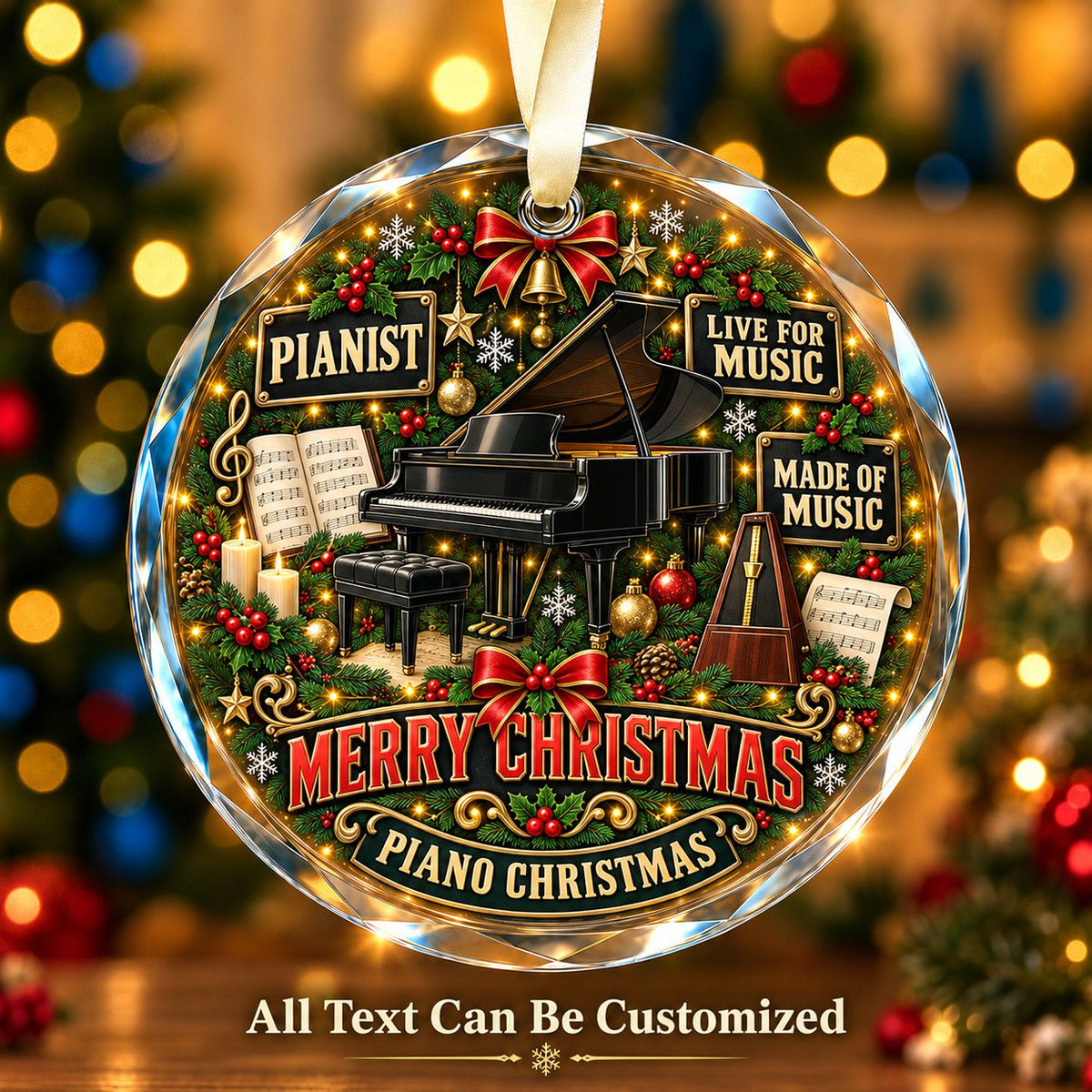 Pianist Personalized Glass Ornament | 5To9Vibe