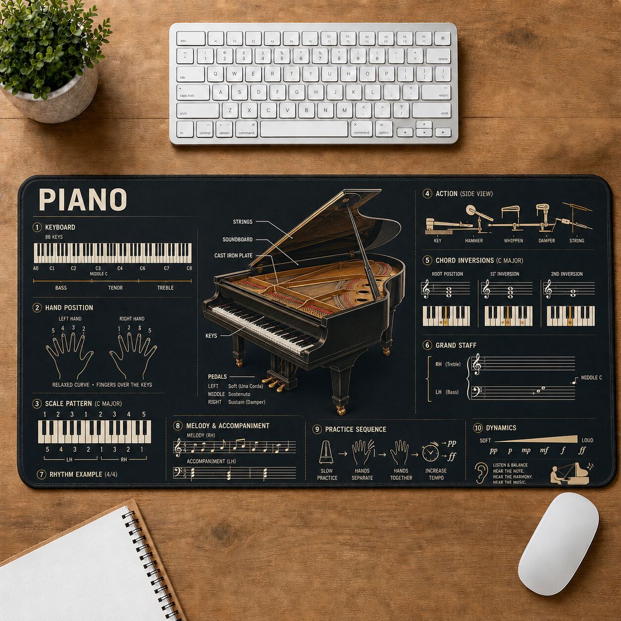 Piano Creative Reference Guide Desk Mat | 5To9Vibe