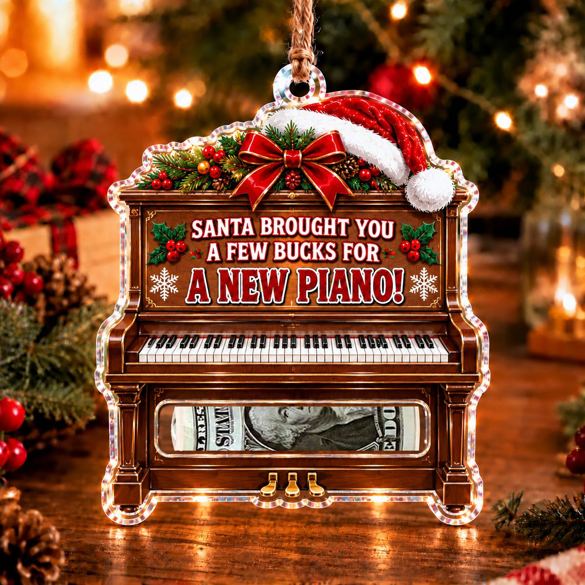 Piano Christmas money holder ornament