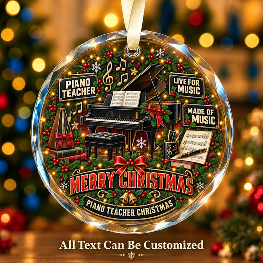 Piano Teacher Personalized Glass Ornament | 5To9Vibe