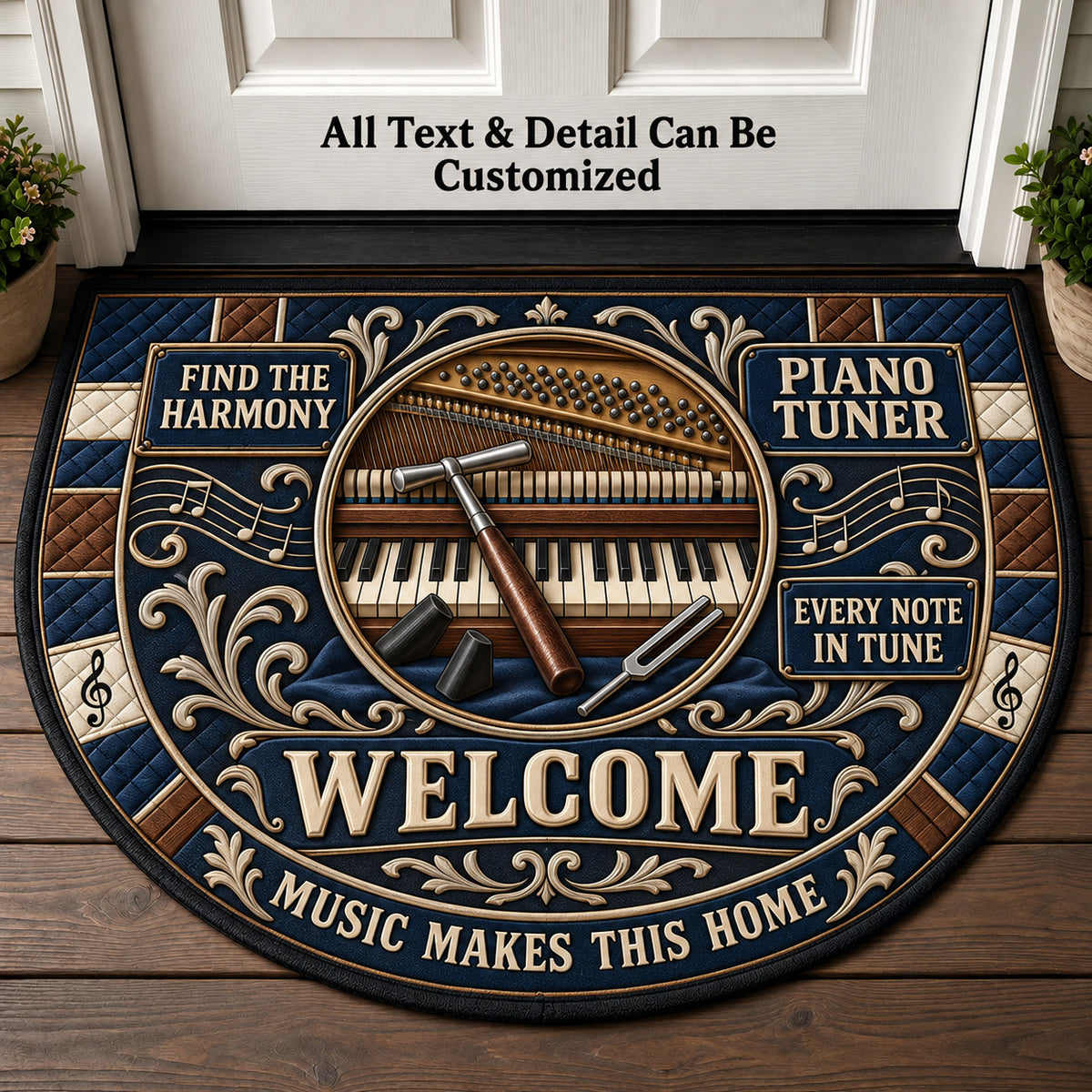 Piano Tuner Personalized Half Round Mat | 5To9Vibe