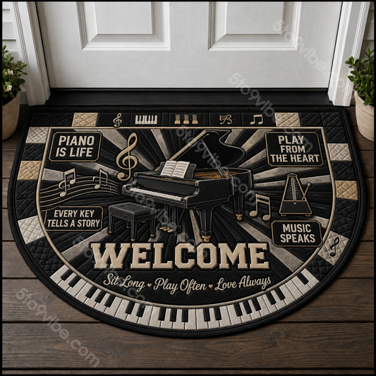 Piano Welcome Mat - Grand Piano Music Lover Decorative Doormat
