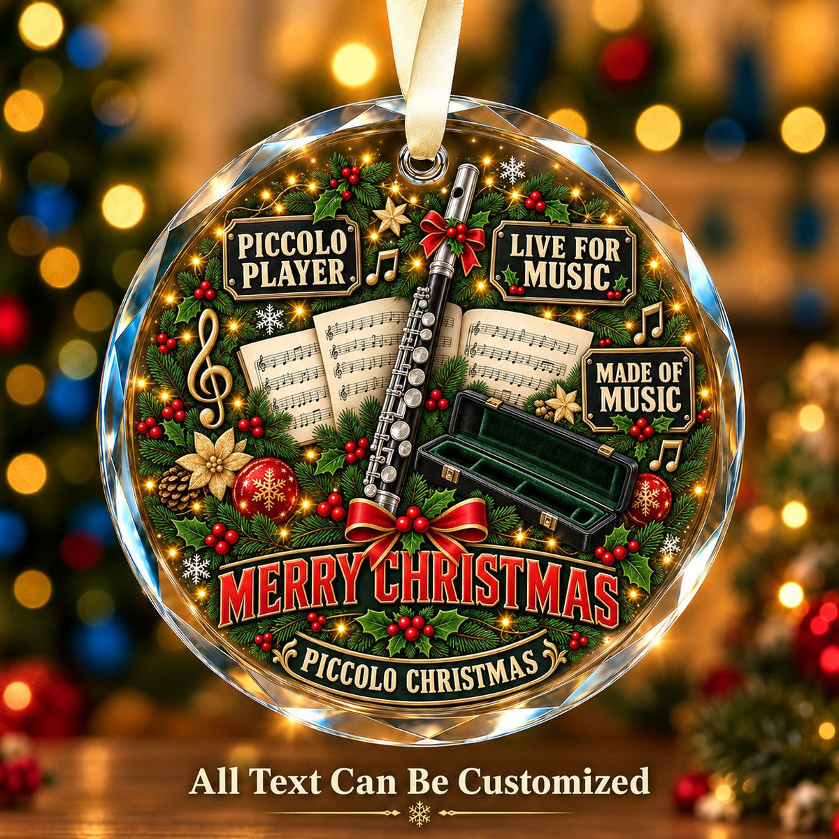 Piccolo Player Personalized Glass Ornament | 5To9Vibe