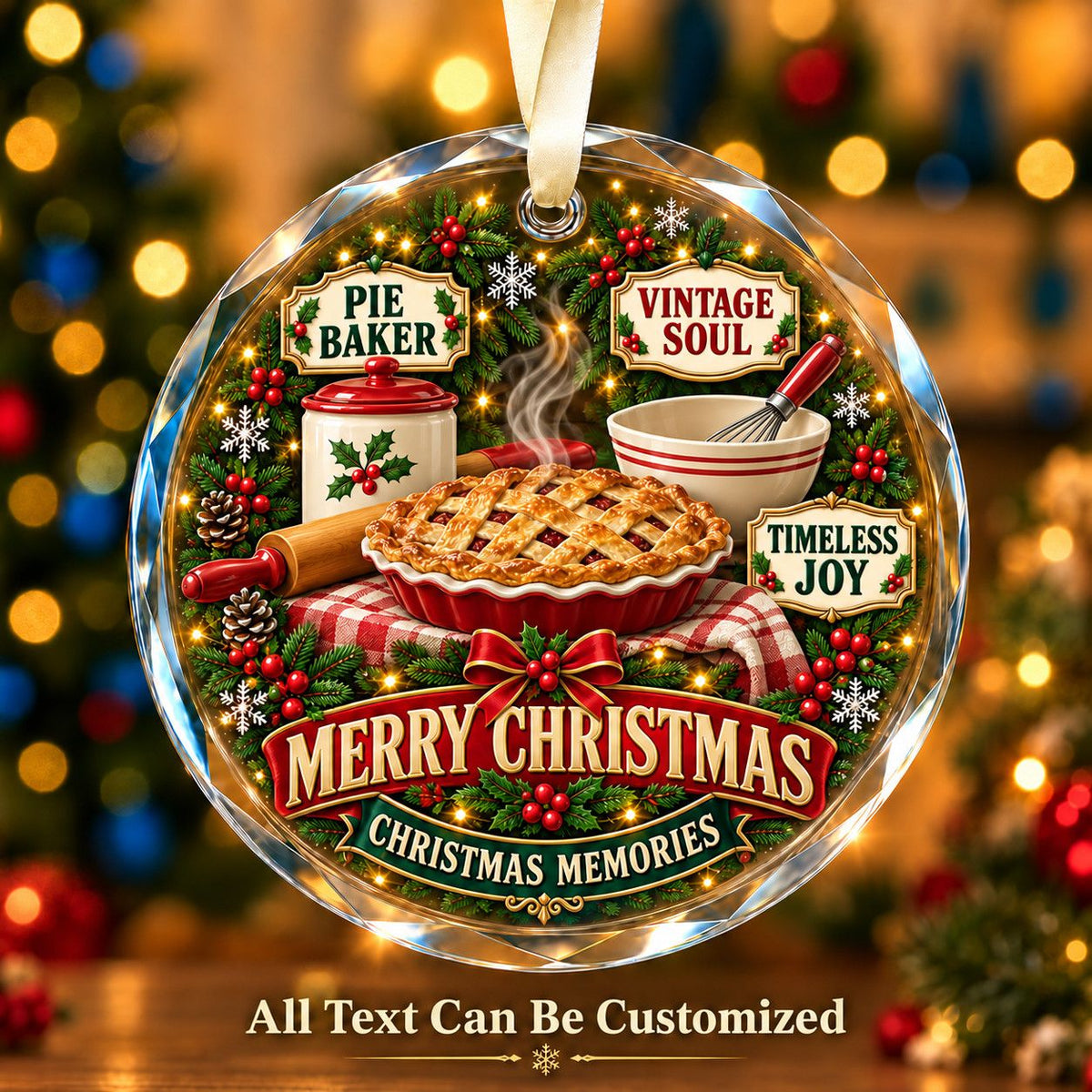 Pie Baker Personalized Glass Ornament | 5To9Vibe