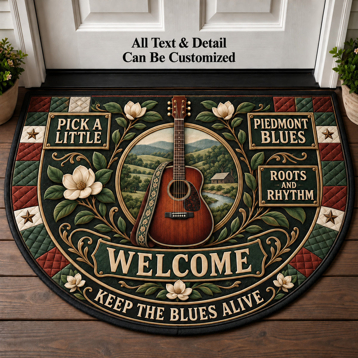 Piedmont Blues Personalized Half Round Mat | 5To9Vibe
