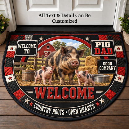 Pig Dad Personalized Half Round Mat | 5To9Vibe