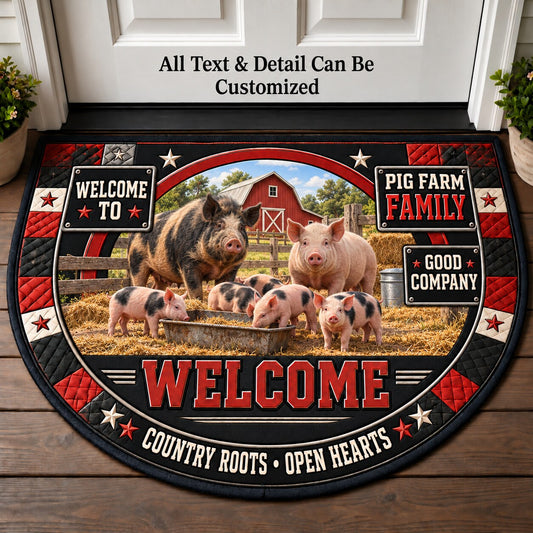 Pig Farm Family Personalized Half Round Mat | 5To9Vibe