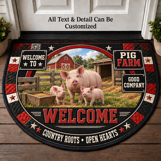 Pig Farm Personalized Half Round Mat | 5To9Vibe