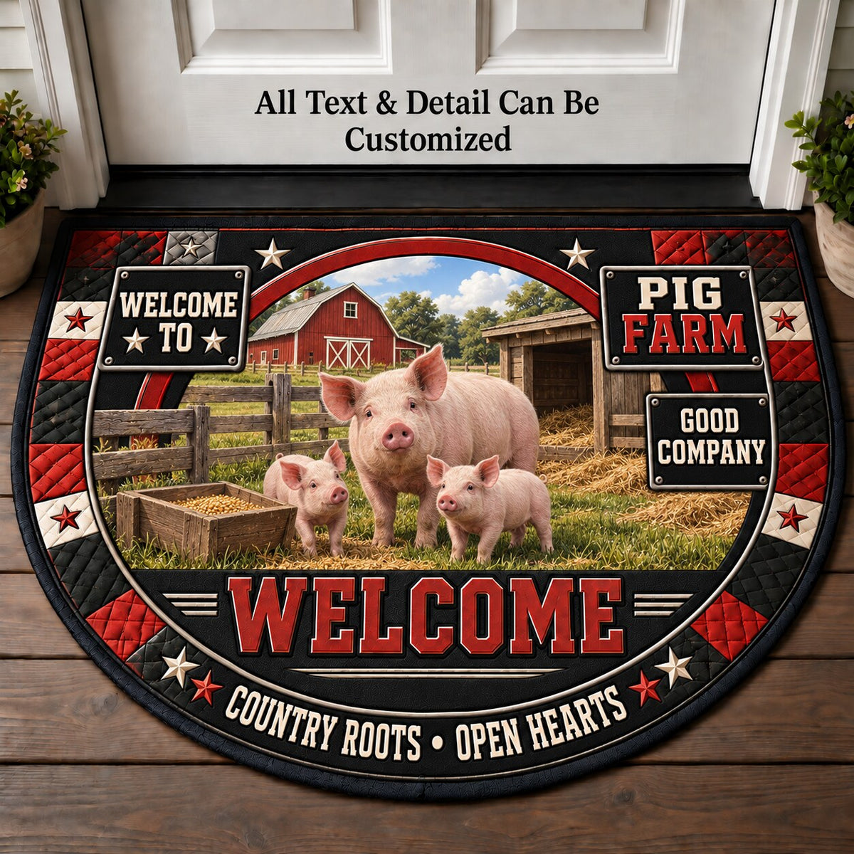 Pig Farm Personalized Half Round Mat | 5To9Vibe