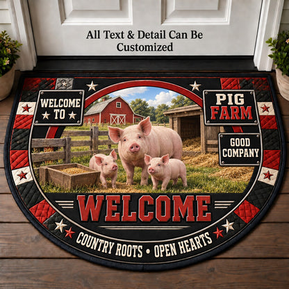 Pig Farm Personalized Half Round Mat | 5To9Vibe