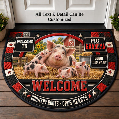 Pig Grandma Personalized Half Round Mat | 5To9Vibe