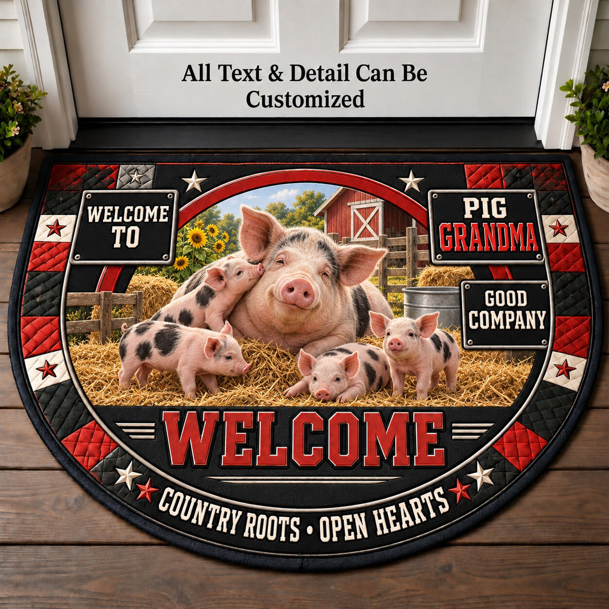 Pig Grandma Personalized Half Round Mat | 5To9Vibe