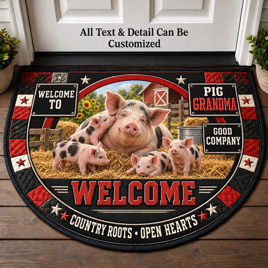 Pig Grandma Personalized Half Round Mat | 5To9Vibe