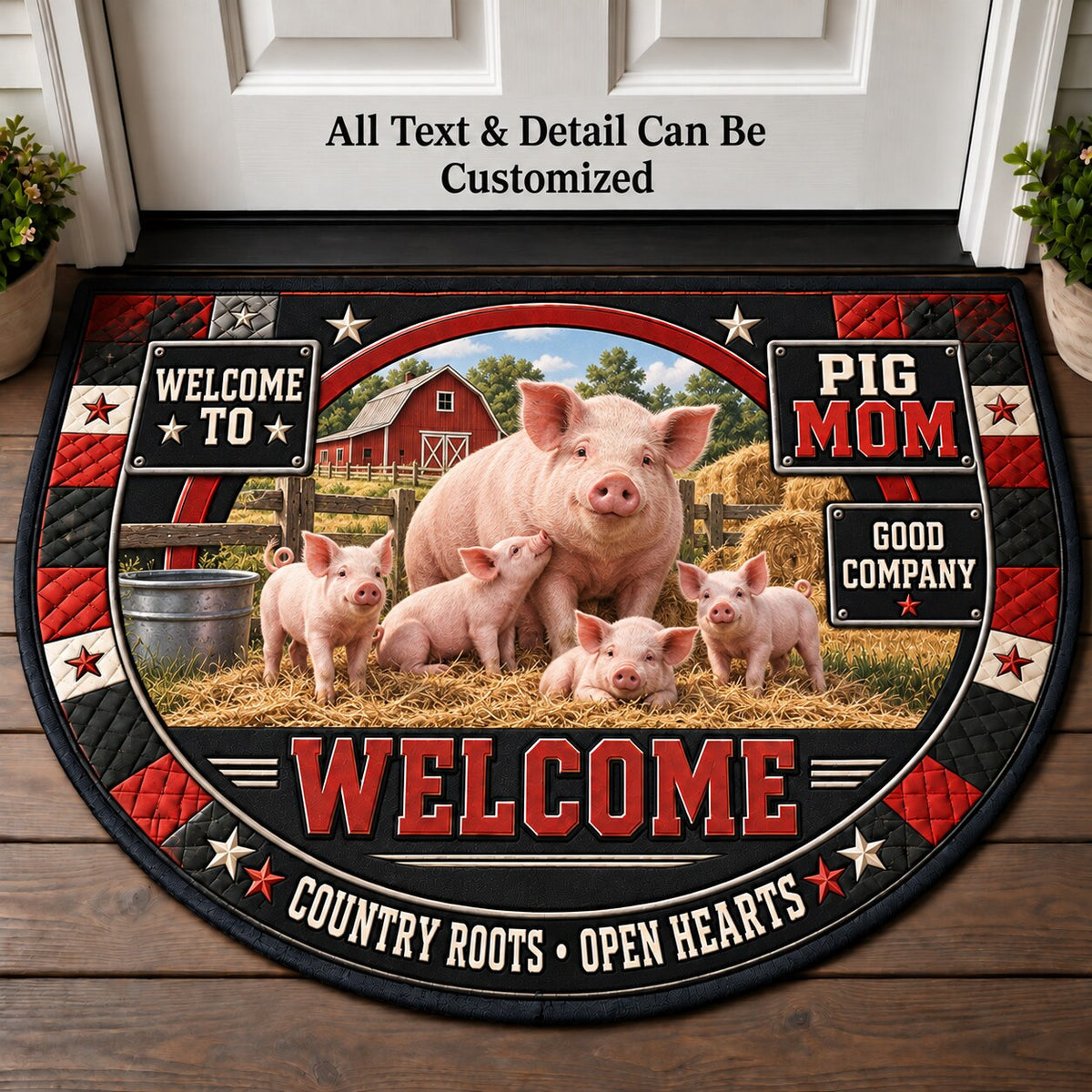 Pig Mom Personalized Half Round Mat | 5To9Vibe