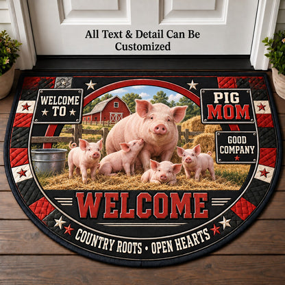 Pig Mom Personalized Half Round Mat | 5To9Vibe
