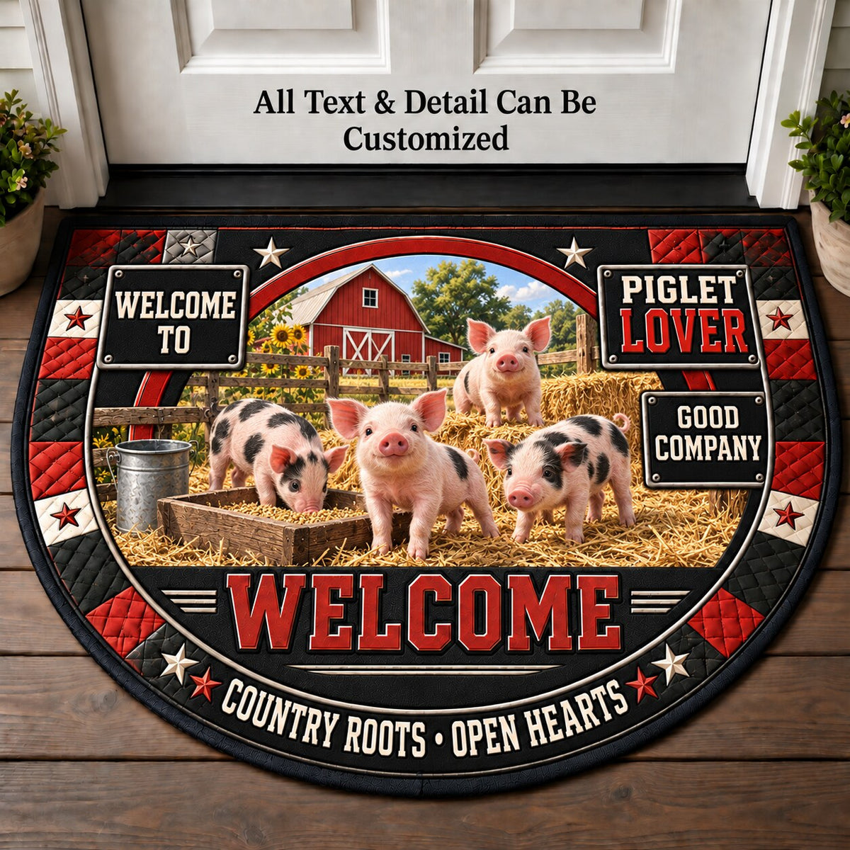 Piglet Lover Personalized Half Round Mat | 5To9Vibe