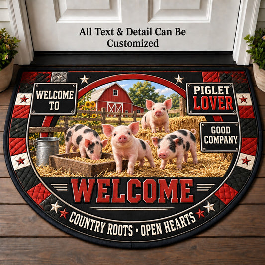Piglet Lover Personalized Half Round Mat | 5To9Vibe