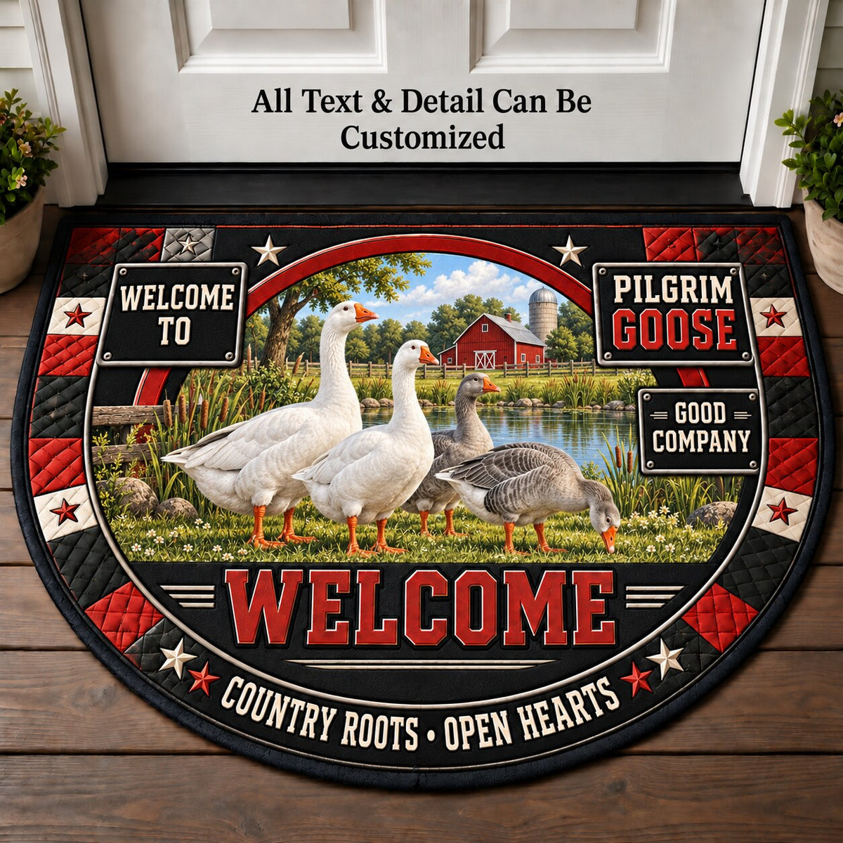 Pilgrim Goose Personalized Half Round Mat | 5To9Vibe