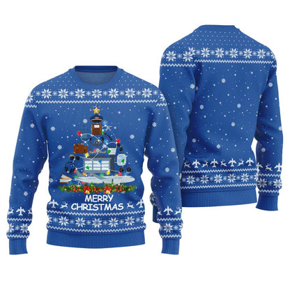 Pilot Merry Christmas Tree Funny Xmas Sweater