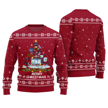 Pilot Merry Christmas Tree Funny Xmas Sweater