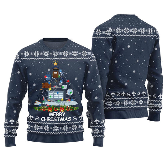Pilot Merry Christmas Tree Funny Xmas Sweater