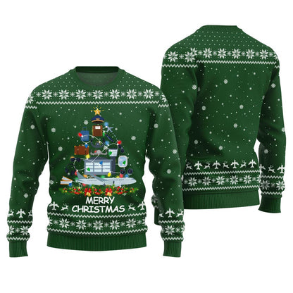 Pilot Merry Christmas Tree Funny Xmas Sweater