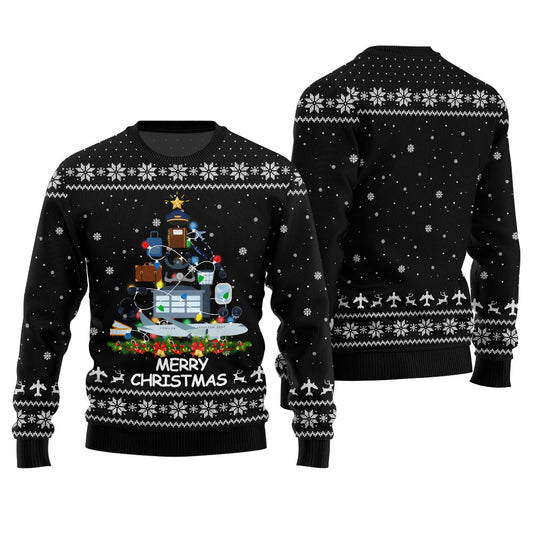 Pilot Merry Christmas Tree Funny Xmas Sweater