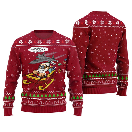 Pilot Santa Funny Christmas Sweaters Red