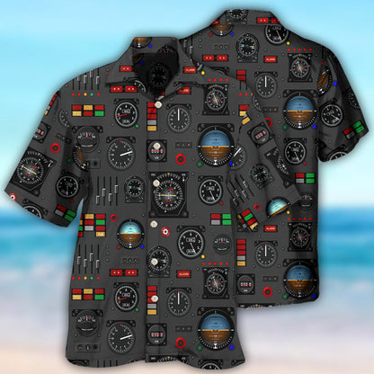 Pilot Watch Airplane Instrument Panel With Black Style - Hawaiian shirt 