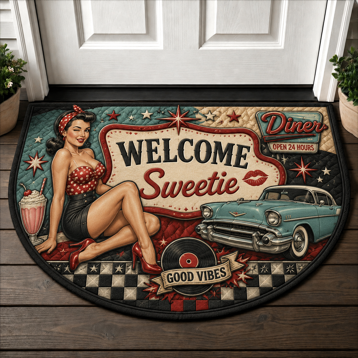 Classic Diner Welcome Mat - Retro 50s Style Kitchen Doormat - 5to9vibe