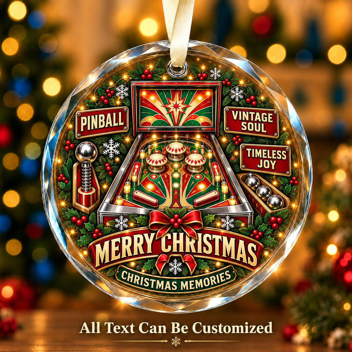 Pinball Personalized Glass Ornament | 5To9Vibe