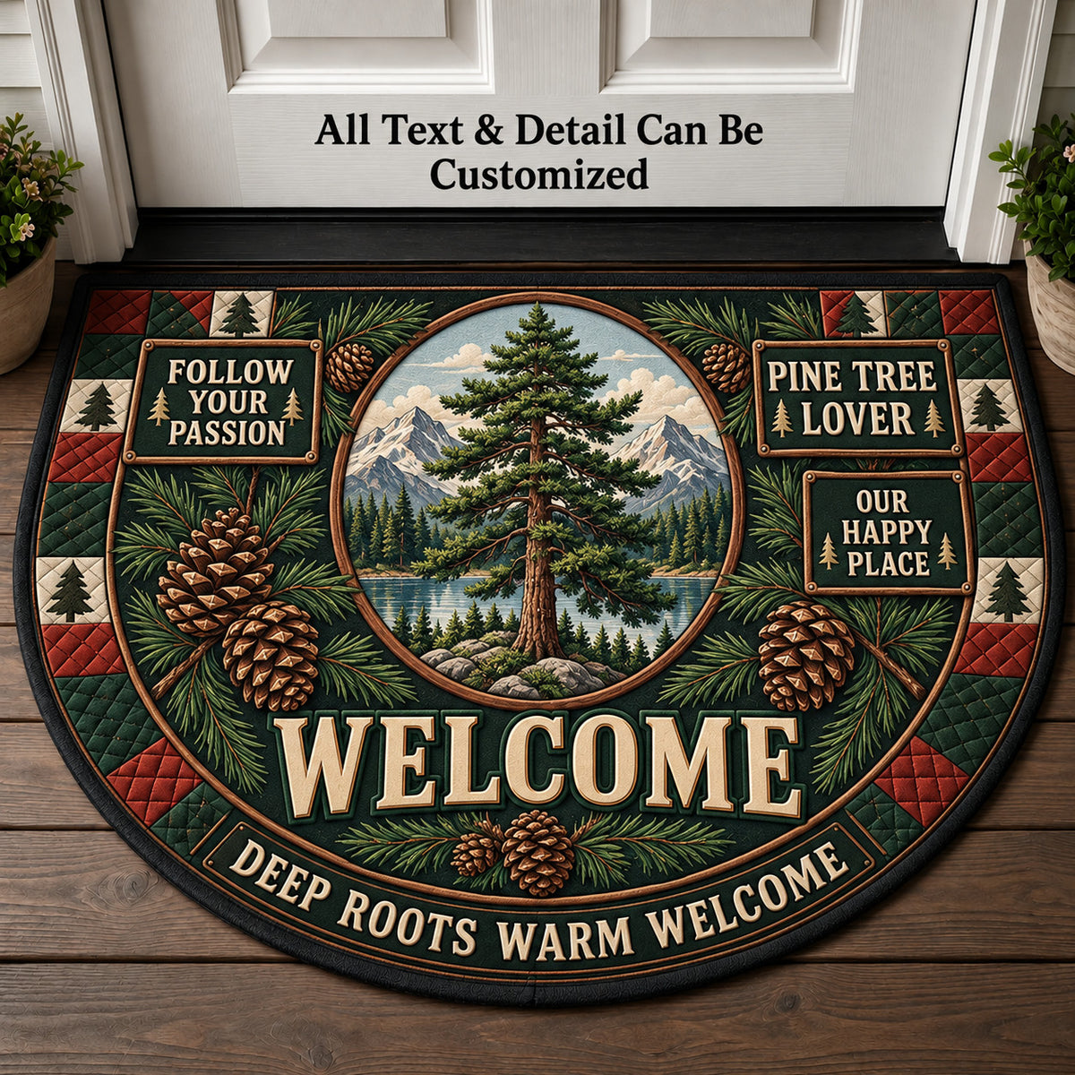 Pine Tree Lover Personalized Half Round Mat | 5To9Vibe